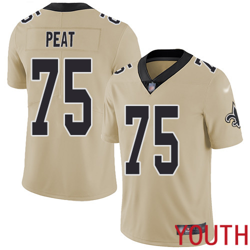 New Orleans Saints Limited Gold Youth Andrus Peat Jersey NFL Football 75 Inverted Legend Jersey